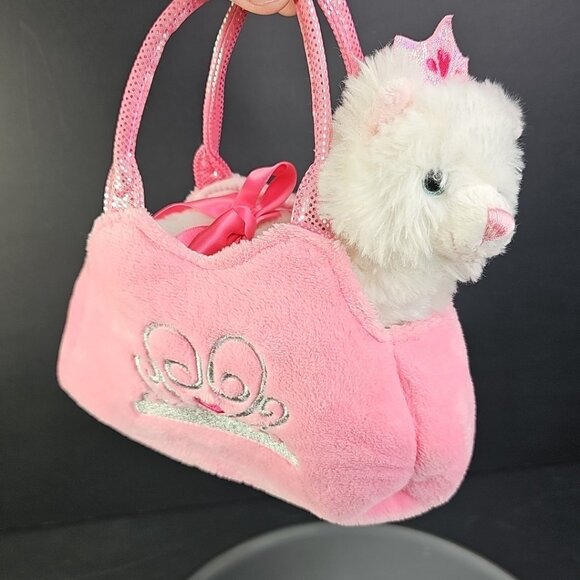 Aurora World Princess Kitten Carrier Fancy Pals Purse With White Plush Cat 7” - Picture 14 of 15
